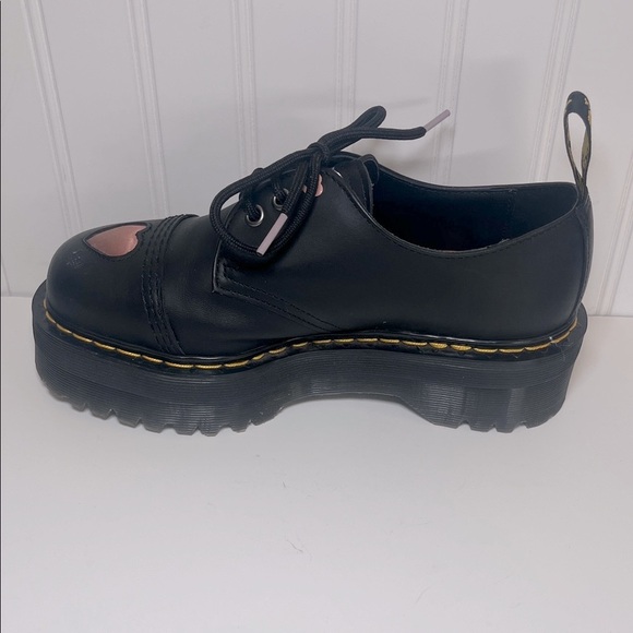 Dr. Martens 1461 Quad Heart Platform Shoes with Pink Heart Accents - Picture 6 of 14